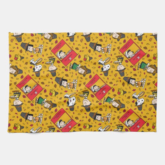 Erdnüsse | Glückliches Erntedankmuster Geschirrtuch (Horizontal)