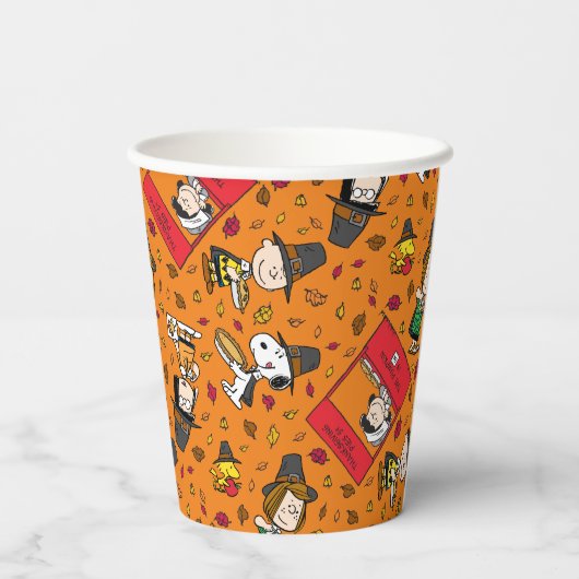 Erdnüsse | Glückliches Erntedankmuster Pappbecher (Rückseite)