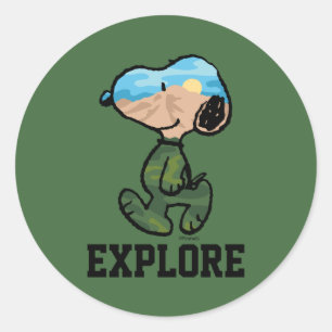 Erdnüsse   Große Snoopie im Freien Runder Aufkleber