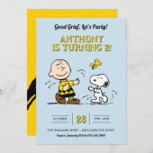 Erdnüsse, großer Kummer! Lasst uns feiern! Geburts Einladung (Vorne/Hinten)