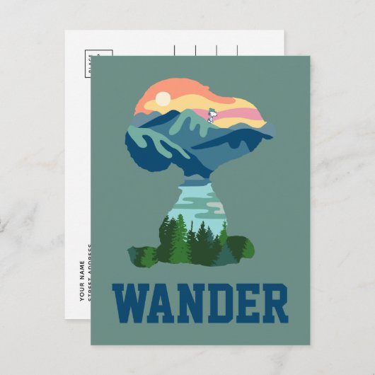 Erdnüsse | Großes Portrait aus Snoopy im Freien Postkarte (Vorne/Hinten)