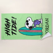 Erdnüsse | Hochwasser des Snoopy | Name hinzufügen Strandtuch (Vorderseite)