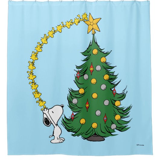 Erdnüsse | Holiday Tree Trimming Duschvorhang (Vorderseite)