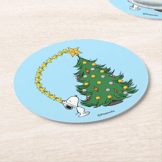 Erdnüsse | Holiday Tree Trimming Runder Pappuntersetzer (Angewinkelt)