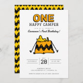Erdnüsse - Holz | One Happy Camper Birthday Einladung (Vorne/Hinten)