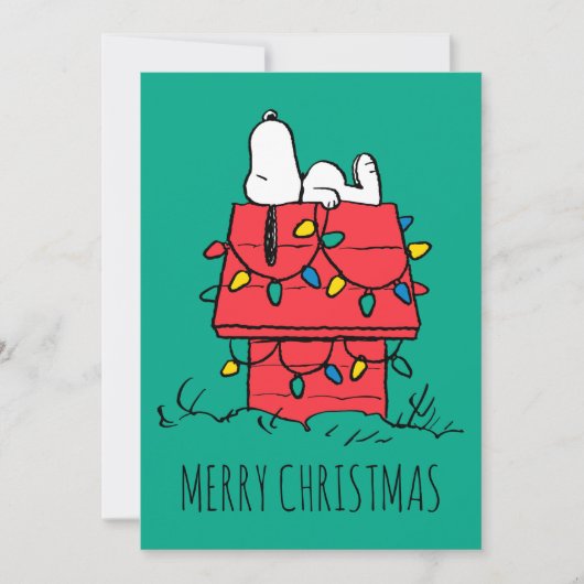 Erdnüsse | Hundehütte Snoopy mit Licht Feiertagskarte (Vorderseite)