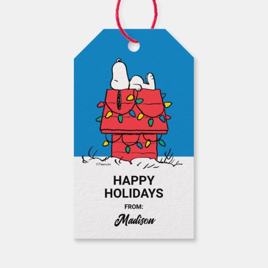 Erdnüsse | Hundehütte Snoopy mit Licht Geschenkanhänger (Rückseite)