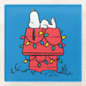 Erdnüsse | Hundehütte Snoopy mit Licht Glasuntersetzer (Vorderseite)