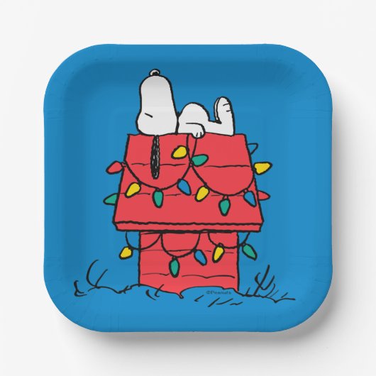 Erdnüsse | Hundehütte Snoopy mit Licht Pappteller (Vorderseite)