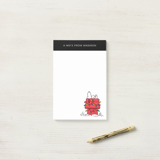 Erdnüsse | Hundehütte Snoopy mit Licht Post-it Klebezettel (Auf Schreibtisch)