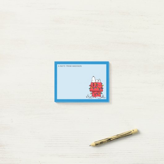 Erdnüsse | Hundehütte Snoopy mit Licht Post-it Klebezettel (Auf Schreibtisch)