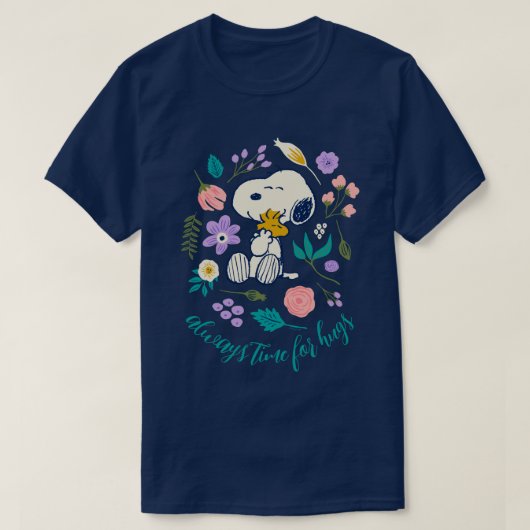 Erdnüsse im Blut | Snoopy & Woodstock Blume Umarmu T-Shirt (Design vorne)