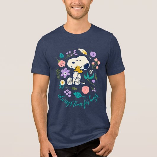 Erdnüsse im Blut | Snoopy & Woodstock Blume Umarmu Tri-Blend Shirt (Vorderseite)