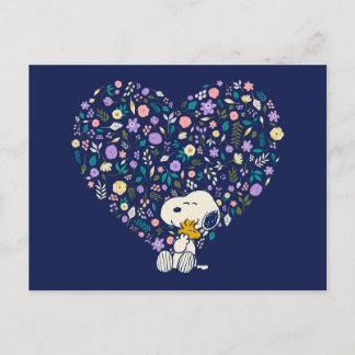 Erdnüsse im Blut | Snoopy & Woodstock Herz Postkarte