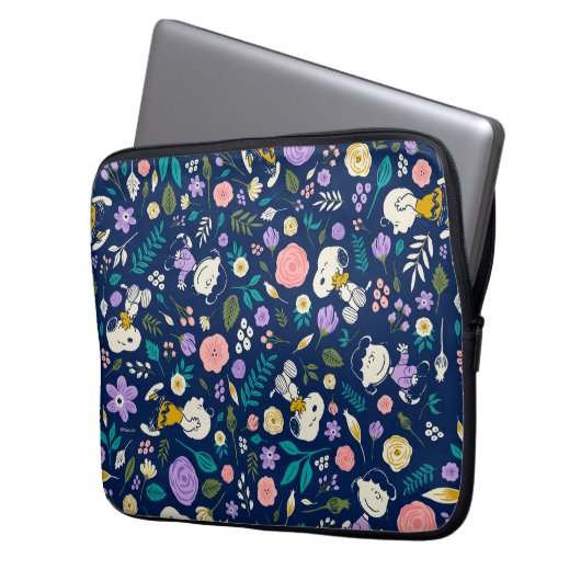 Erdnüsse im Blütenmuster Laptopschutzhülle (Vorderseite Links)