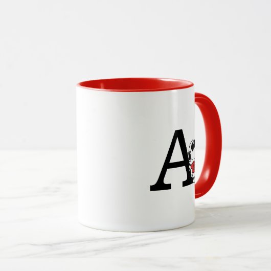 Erdnüsse | "Joe Cool" Stehend | Monogramm A Tasse (VorderseiteRechts)