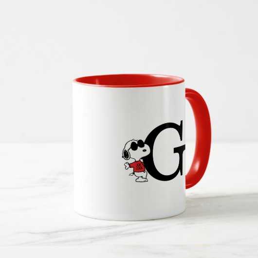 Erdnüsse | "Joe Cool" Stehend | Monogramm G Tasse (VorderseiteRechts)