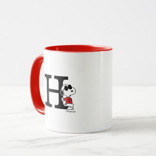 Erdnüsse | "Joe Cool" Stehend | Monogramm H Tasse (Vorderseite Links)