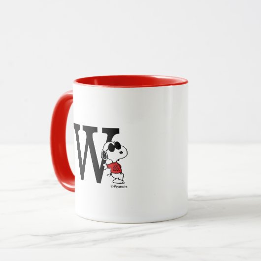 Erdnüsse | "Joe Cool" Stehend | Monogramm W Tasse (Vorderseite Links)
