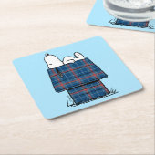 Erdnüsse | Karierte Flannel Ferienhaus Hunde Snoop Rechteckiger Pappuntersetzer (angewinkelt)