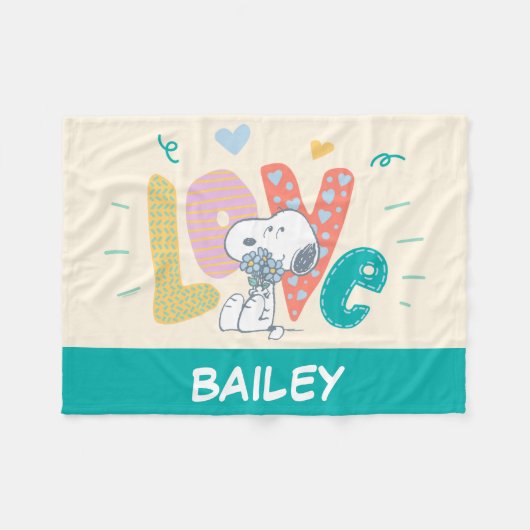 Erdnüsse | Liebe der Snoopy-Blume Fleecedecke (Vorderseite (Horizontal))