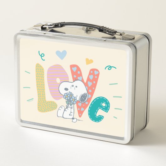 Erdnüsse | Liebe der Snoopy-Blume Metall Brotdose (Rückseite)