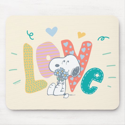 Erdnüsse | Liebe der Snoopy-Blume Mousepad (Vorne)