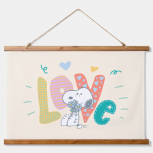 Erdnüsse Liebe der Snoopy-Blume Wandteppich Mit Holzrahmen