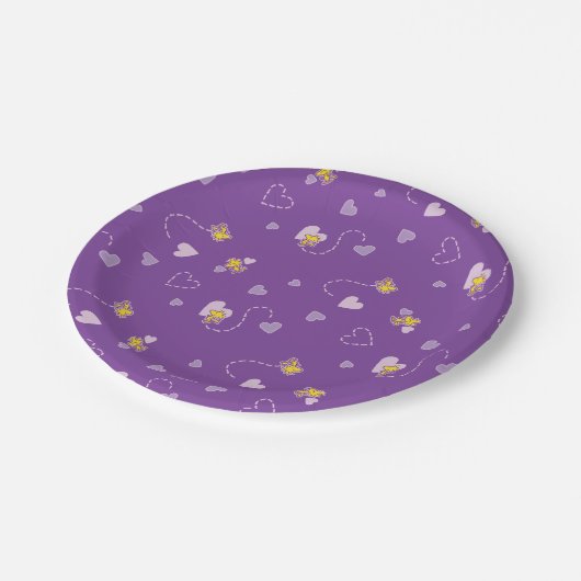 Erdnüsse | Lila Holzherz Pappteller (Schrägansicht)