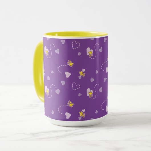 Erdnüsse | Lila Holzherz Tasse (Vorderseite Links)