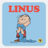 Erdnüsse | Linus Blanket Smile Quadratischer Aufkleber (Vorderseite)