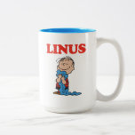 Erdnüsse | Linus Blanket Smile Zweifarbige Tasse<br><div class="desc">Karo dieses lustige Design von Peanuts mit Linus.</div>