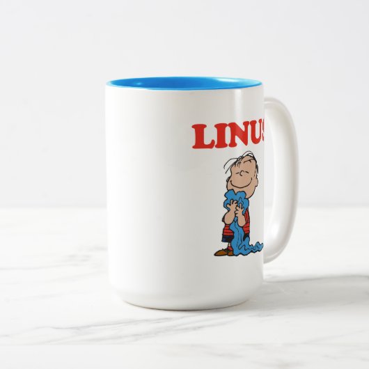 Erdnüsse | Linus Blanket Smile Zweifarbige Tasse (VorderseiteRechts)
