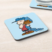 Erdnüsse | Linus in seinem Baseballgestänge Getränkeuntersetzer (Linke Seite)