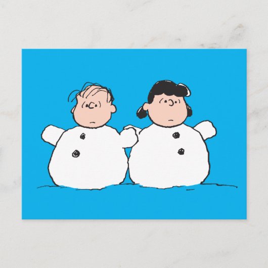 Erdnüsse | Linus & Lucy Snowmen Postkarte (Vorderseite)