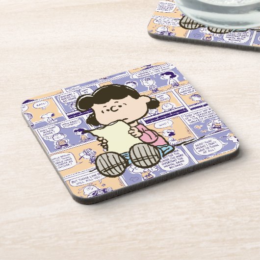 Erdnüsse | Lucy Comic Pattern Getränkeuntersetzer (Linke Seite)