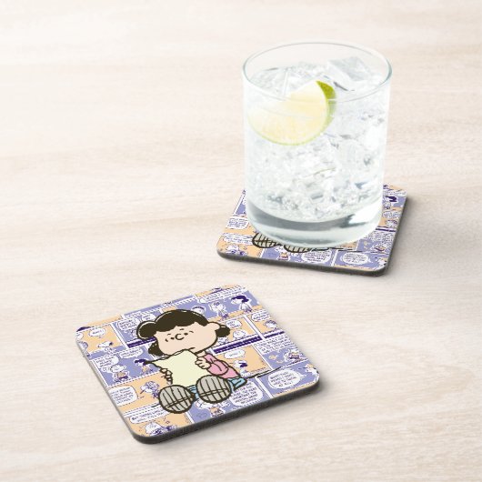 Erdnüsse | Lucy Comic Pattern Getränkeuntersetzer (Rechte Seite)