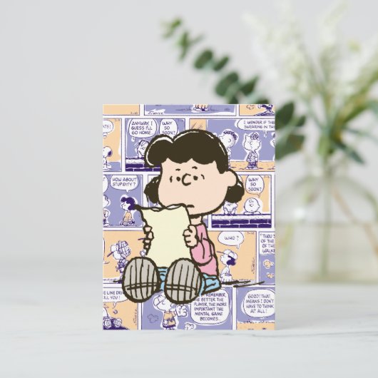 Erdnüsse | Lucy Comic Pattern Postkarte (Stehend Vorderseite)