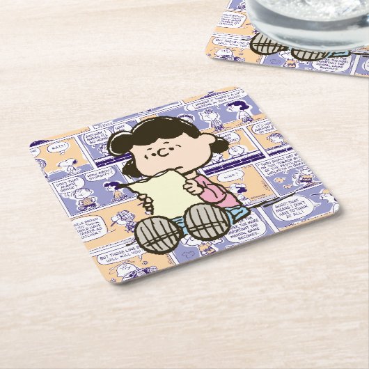 Erdnüsse | Lucy Comic Pattern Rechteckiger Pappuntersetzer (angewinkelt)