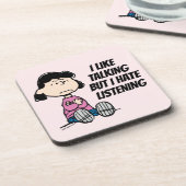 Erdnüsse | Lucy mit überquerten Waffen Getränkeuntersetzer (Linke Seite)