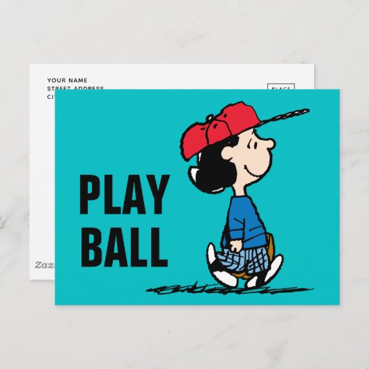 Erdnüsse | Lucy Playing Baseball Postkarte (Vorne/Hinten)