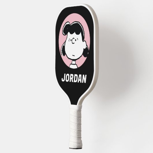 Erdnüsse | Lucy's Faces | Name hinzufügen Pickleball Schläger (Links)