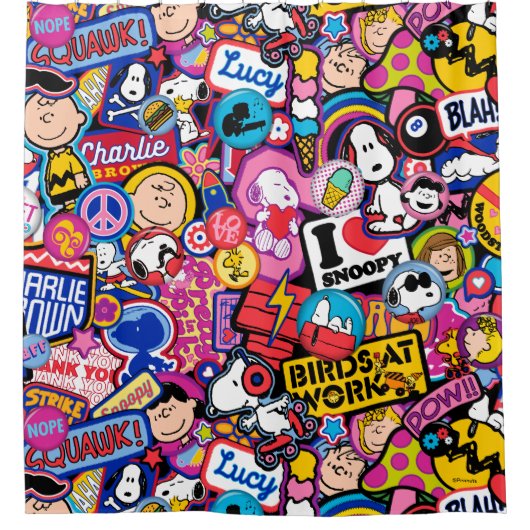 Erdnüsse | Mixtape Patch Pattern Duschvorhang (Vorderseite)