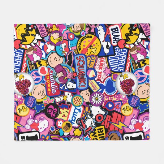 Erdnüsse | Mixtape Patch Pattern Fleecedecke (Vorderseite (Horizontal))