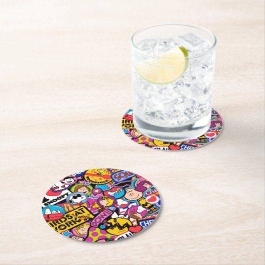 Erdnüsse | Mixtape Patch Pattern Runder Pappuntersetzer (Vor Ort)