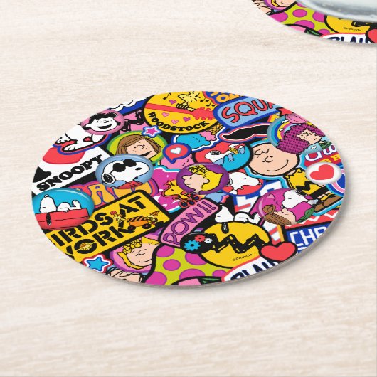 Erdnüsse | Mixtape Patch Pattern Runder Pappuntersetzer (Angewinkelt)