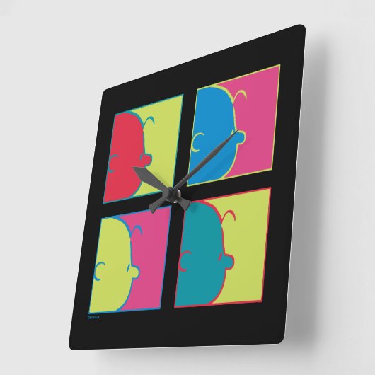 Erdnüsse | Moderner Pop Art Charlie Brown Quadratische Wanduhr (Winkel)