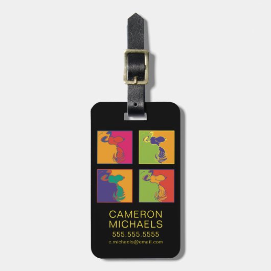 Erdnüsse | Moderner Pop Art Snoopy Gepäckanhänger (Vorderseite vertikal)