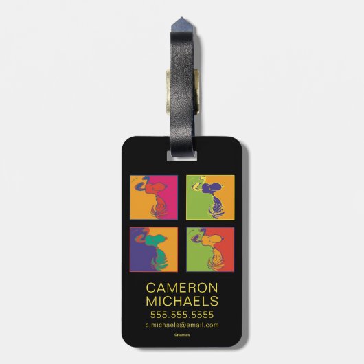 Erdnüsse | Moderner Pop Art Snoopy Gepäckanhänger (Rückseite vertikal)