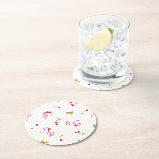 Erdnüsse | Muster für Snoopy und Holzfaser Runder Pappuntersetzer (Vor Ort)